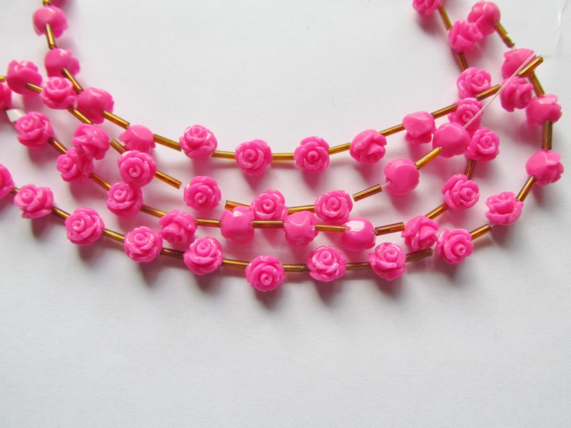 (image for) Pink Resin Flower Beads #1641